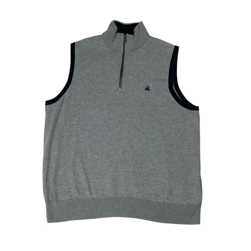 Brooks Brothers 1/4 Zip Sweater Vest Sz Large Grey